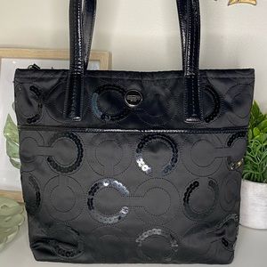 Black Sequin Coach Purse